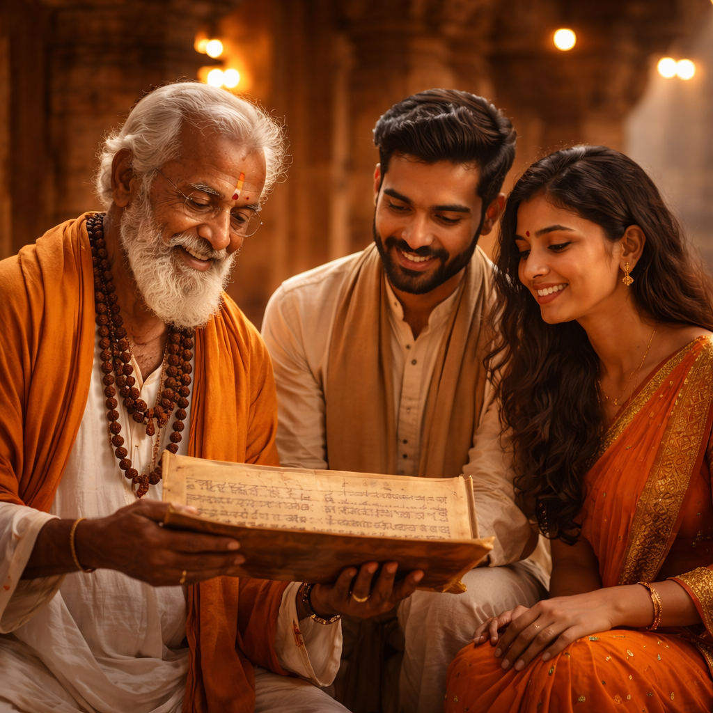 A devotee in a quiet sacred moment inside an ancient temple — the spirit of a simple, soulful pilgrim stay